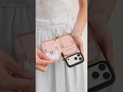 Delicate Metal Chain- iPhone Crossbody Case with Magnetic Card Holder