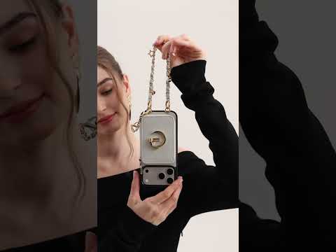 Allure Chain Series- Lanyard Magnetic Wallet Phone Case with Finger Holder - iPhone 17 Pro Max