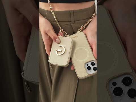 キャンディチェーンキット - マグネット式分離型ウォレットiPhoneケース（パールチェーン＆グリップ付き）