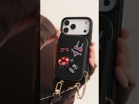 Embroidery Art- Crossbody Phone Case with Wallet & Pouch & Wave Strap