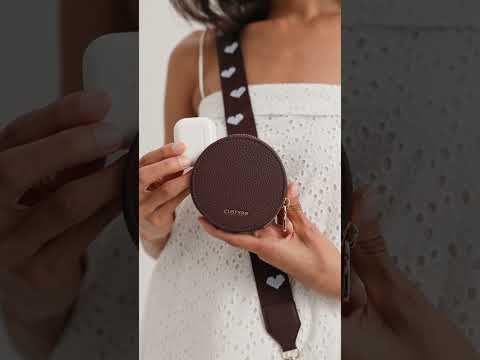 オリジナルデザインセット - ワイヤレス充電ウェビングクロスボディ電話ケースラウンドポーチセット