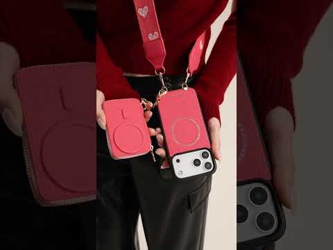 オリジナルデザインセット - ウェビングクロスボディウォレット付き iPhone ケース（スタンド付き）