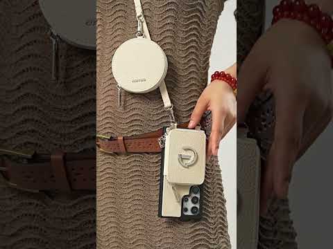 シルバーエッジキット - Samsung Galaxy ストラップ マグネット式ウォレット フォンケース（ラウンド型財布＆キックスタンド付き）