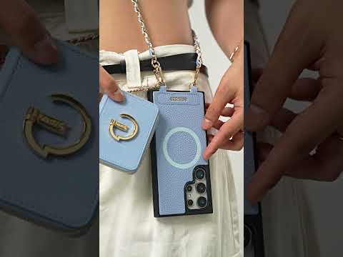 Allure Chainシリーズ - 取り外し可能なポーチとグリップ付きSamsungストラップワイヤレス充電電話ケース