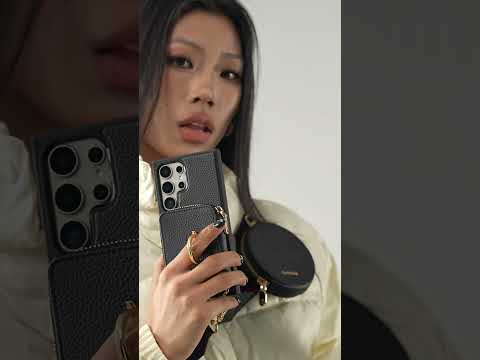 オリジナルデザインセット - Samsung Galaxy ウェビングクロスボディ電話ケース、マグネット式ウォレットラウンドポーチセット