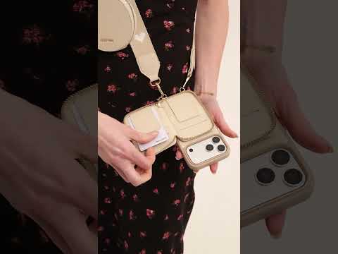 オリジナルデザインセット - ワイヤレス充電ウェビングクロスボディ電話ケースラウンドポーチセット
