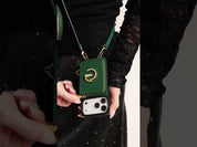 オリジナルデザインセット - 取り外し可能なワイヤレス充電クロスボディウォレット電話ケースラウンドポーチセット