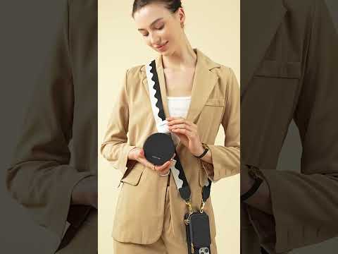 ユニークなデザインセット - バイカラーウェビングワイヤレス充電クロスボディ電話ケースラウンドポーチセット