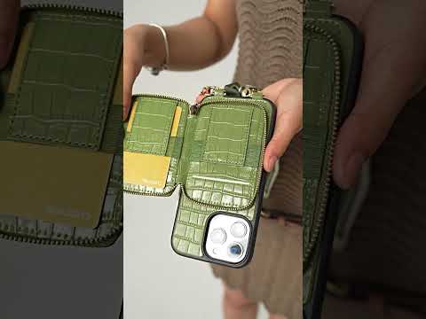 シルクフレアセット - クロコダイルリストストラップウォレット電話ケースMagSafe対応