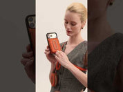 Original Design Set- Detachable Wireless Charging Crossbody Square Stand Wallet Phone Case Round Pouch Set - iPhone 16 Plus