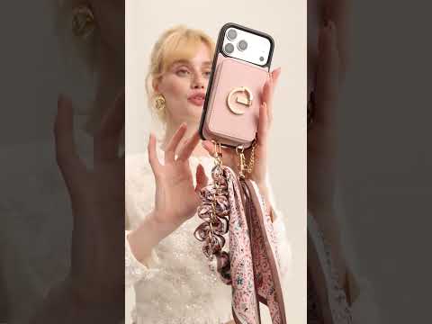 Silk Flair Set- Lychee Wrist Strap Wireless Charging Phone Case with Card Holder & Stand