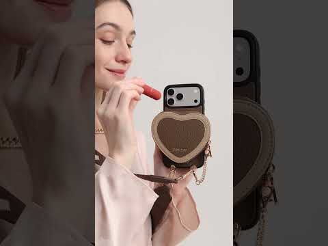パッチハート - マグネットハートポーチ付きクロスボディiPhoneケース