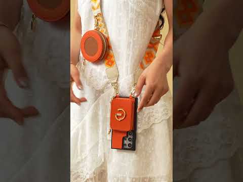 Original Design Set- Samsung Galaxy Webbing Crossbody Phone Case With Magnetic Wallet Round Pouch Set