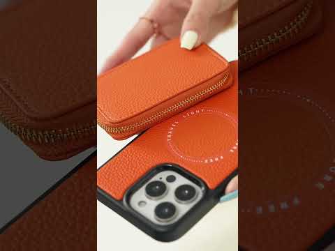 スリムメタルチェーン - 取り外し可能なマグネット式携帯電話財布ケース（ショルダーストラップ付き）