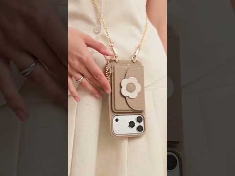 Delicate Metal Chain- Slim Wallet Phone Case with Crossbody Chain