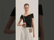 Taupe leather iPhone Duo case with crossbody strap for travel 
