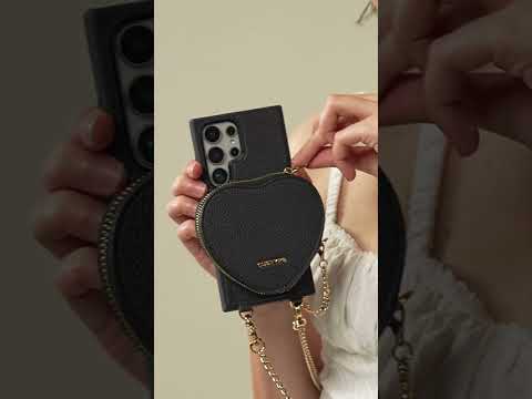 ハートチェーンキット - 取り外し可能なカードオーガナイザー付きSamsung Galaxyクロスボディケース
