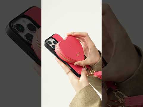 Heart Design Kit- Detachable Wireless Charging Crossbody Wallet Phone Case Pouch Set