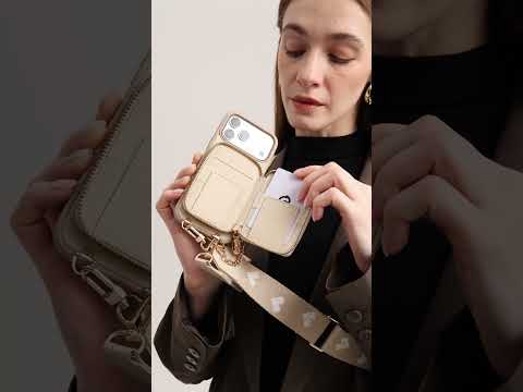 Original Design Set- Wireless Charging Webbing Crossbody Phone Case Round Pouch Set - iPhone 17 Pro Max