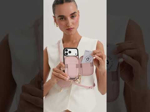 オリジナルデザインセット - 取り外し可能なワイヤレス充電対応クロスボディウォレット型スマホケース＆ラウンドポーチセット