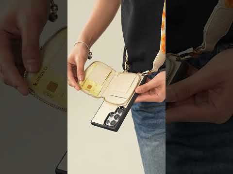 ユニークなデザインセット - Samsung Galaxy ワイヤレス充電ウェビングクロスボディ電話ケースラウンドポーチセット