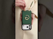 Allure Chain Series- Lanyard Magnetic Wallet Phone Case with Finger Holder - iPhone 13 Pro