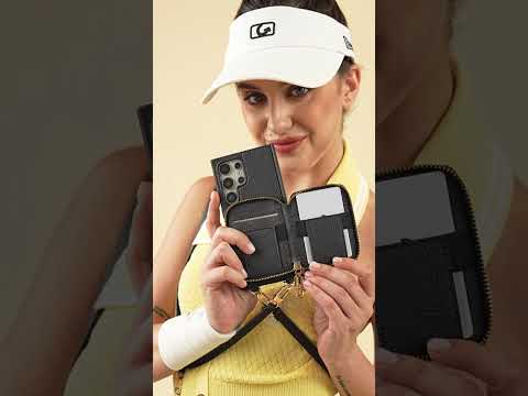 ユニークなデザインセット - Samsung Galaxy 取り外し可能ワイヤレス充電クロスボディウォレット電話ケースラウンドポーチセット