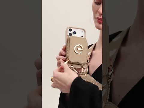 オリジナルデザインセット - ワイヤレス充電ウェビングクロスボディ電話ケースラウンドポーチセット