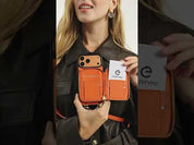 オリジナルデザインセット - 取り外し可能なワイヤレス充電クロスボディウォレット電話ケースラウンドポーチセット