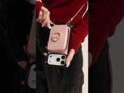 オリジナルデザインセット - 取り外し可能なワイヤレス充電クロスボディウォレット電話ケースラウンドポーチセット