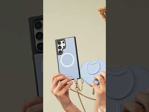 ハートツイストチェーン - カードスロットとショルダーストラップ付きSamsung Galaxyマグネット式携帯電話ケース