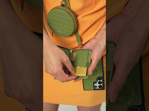 クロコダイルクラフトセット - Samsung Galaxy ストラップ Magsafe 対応 携帯電話ウォレットケース 円形ポーチ付き