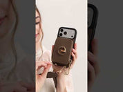 フラワー・ハッシュー製クロスボディスマホケース（ウォレット＆スタンド付き）