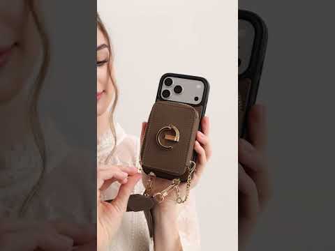 フラワー・ハッシュー製クロスボディスマホケース（ウォレット＆スタンド付き）