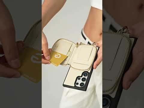 Allure Chainシリーズ - 取り外し可能なポーチとグリップ付きSamsungストラップワイヤレス充電電話ケース