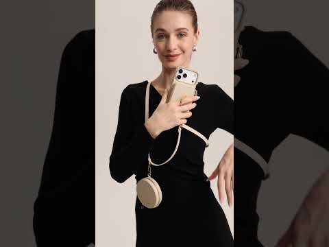 オリジナルデザインセット - 取り外し可能なワイヤレス充電クロスボディウォレット電話ケースラウンドポーチセット