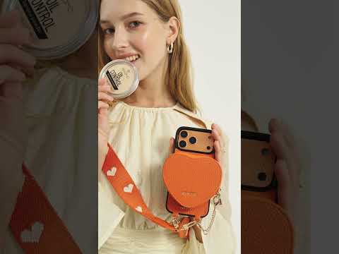 Heart Design Kit- Webbing Strap iPhone Case with Magnetic Pouch