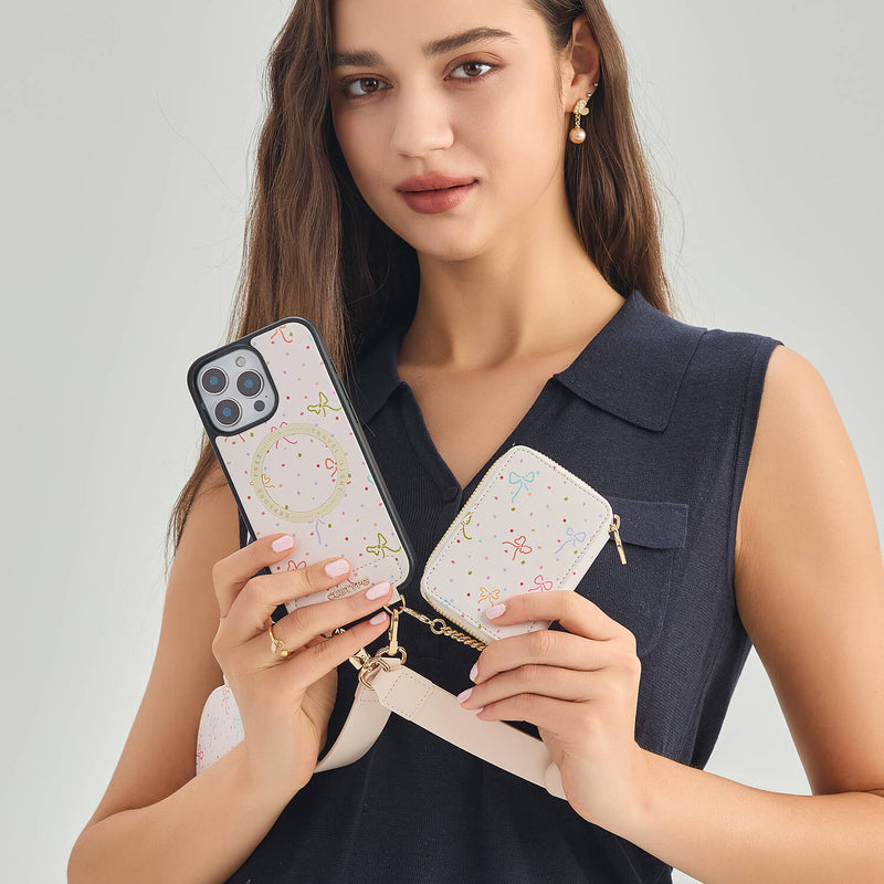 Vivianne- Sweet Theme Strap Print Phone Case with Magnetic Card Holder Custype Vivianne- Sweet Theme Strap Print Phone Case with Magnetic Card Holder Custype