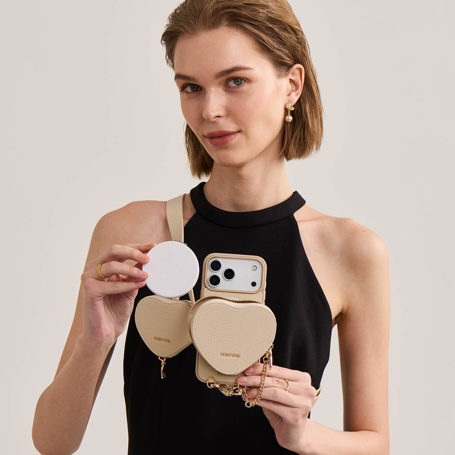 Roam Kit- iPhone Case with Magnetic Heart Pouch & Wide Strap