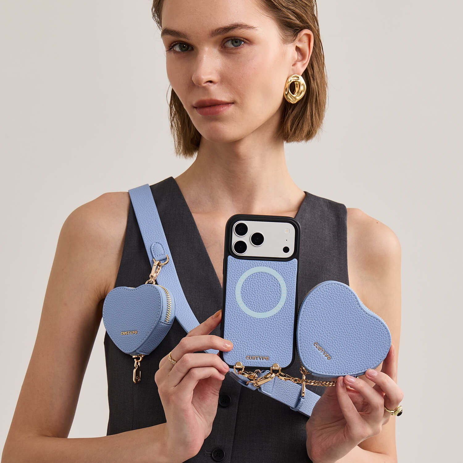 Roam Kit- iPhone Case with Magnetic Heart Pouch & Wide Strap