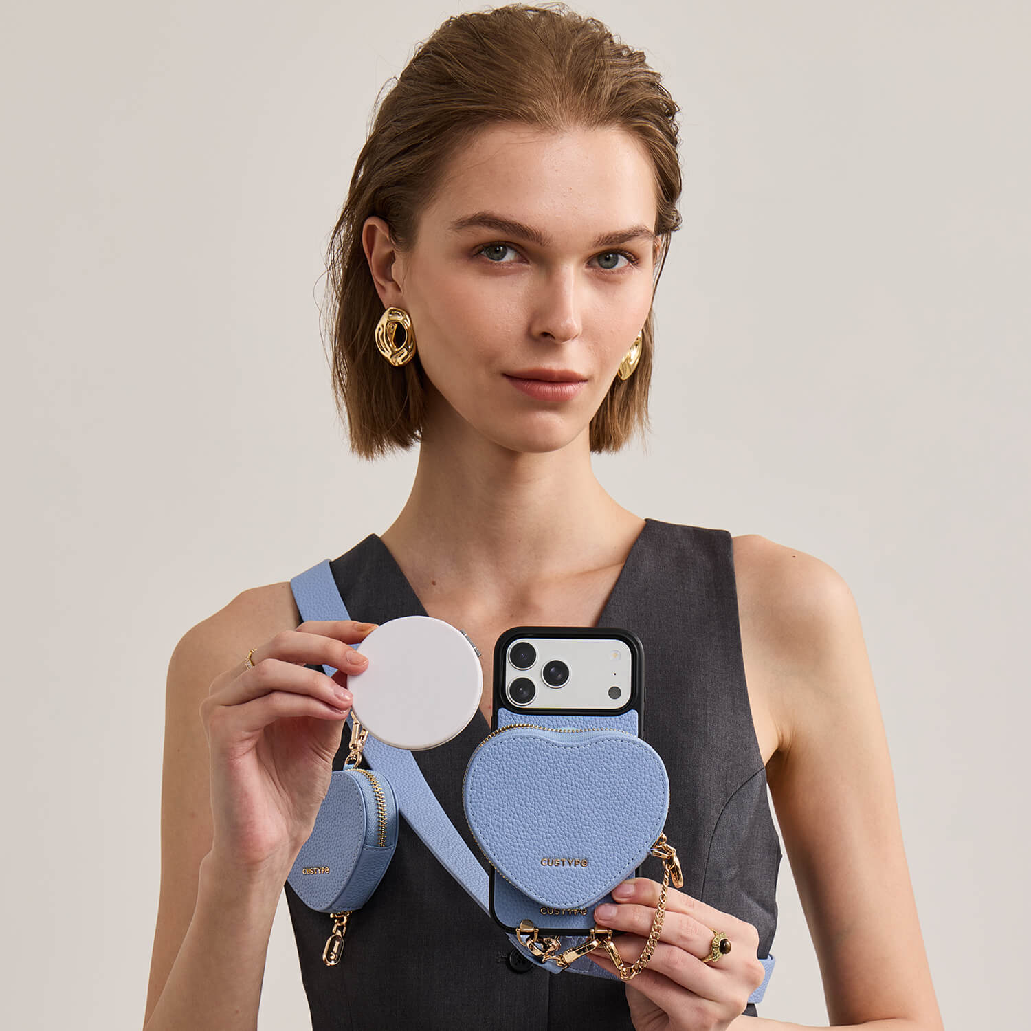 Roam Kit- iPhone Case with Magnetic Heart Pouch & Wide Strap