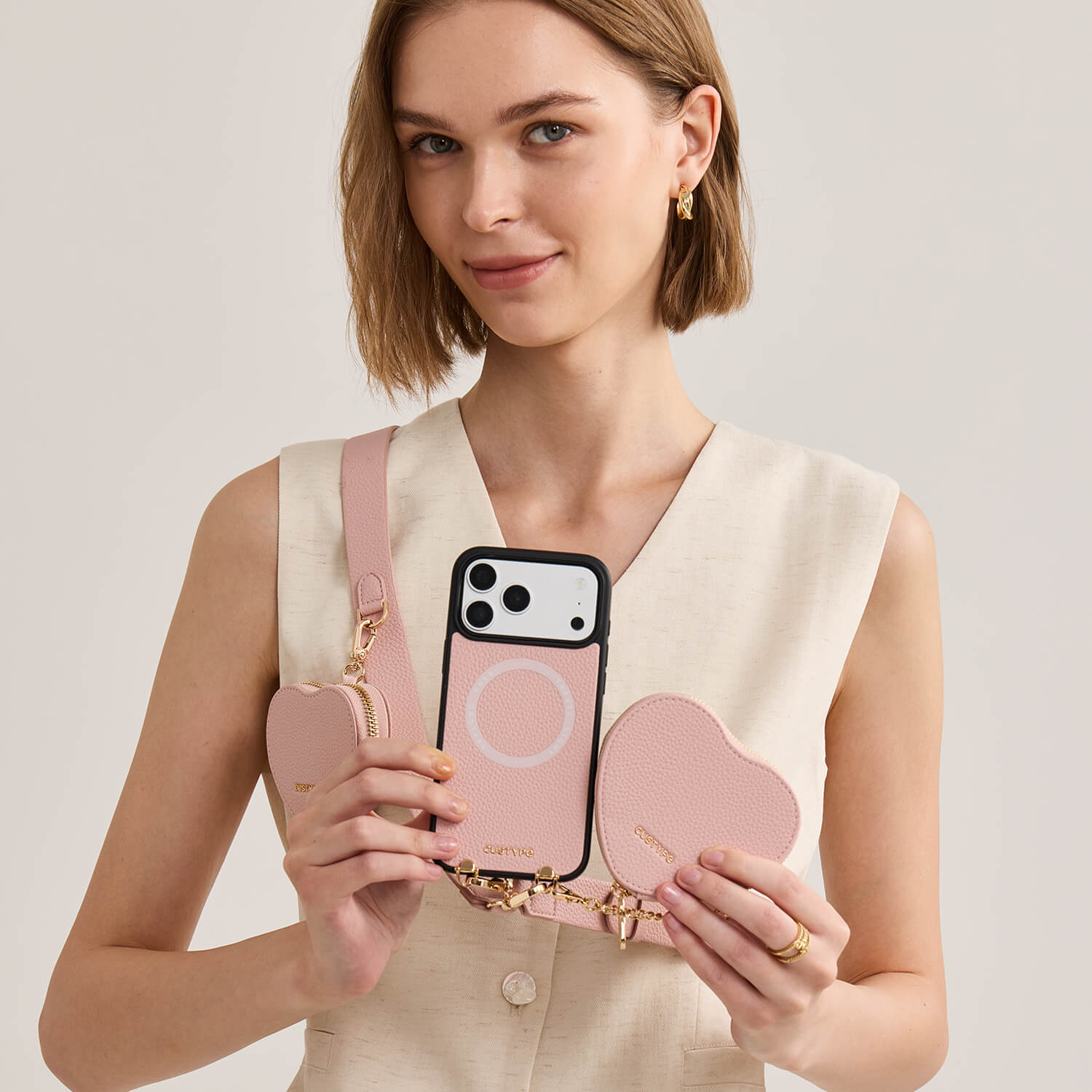 Roam Kit- iPhone Case with Magnetic Heart Pouch & Wide Strap