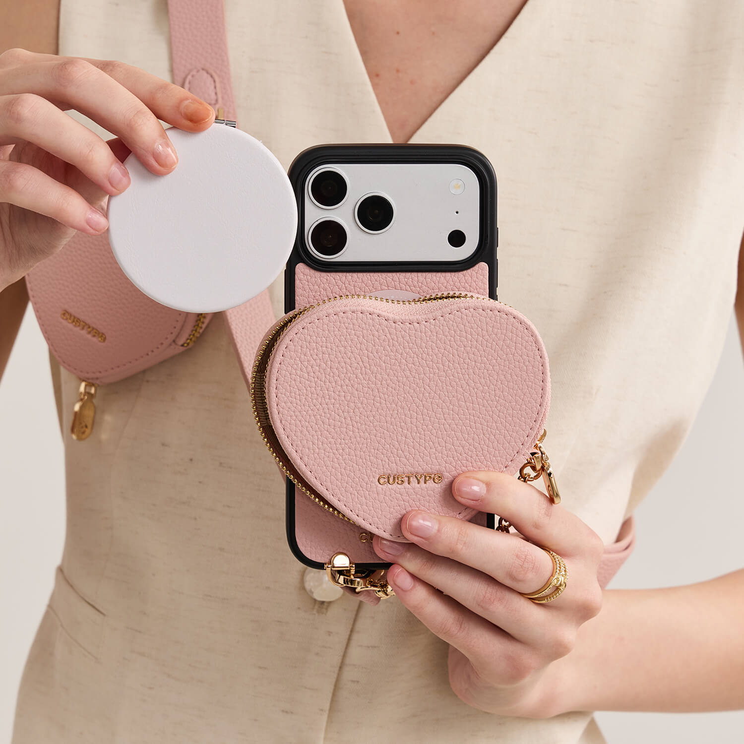 Roam Kit- iPhone Case with Magnetic Heart Pouch & Wide Strap
