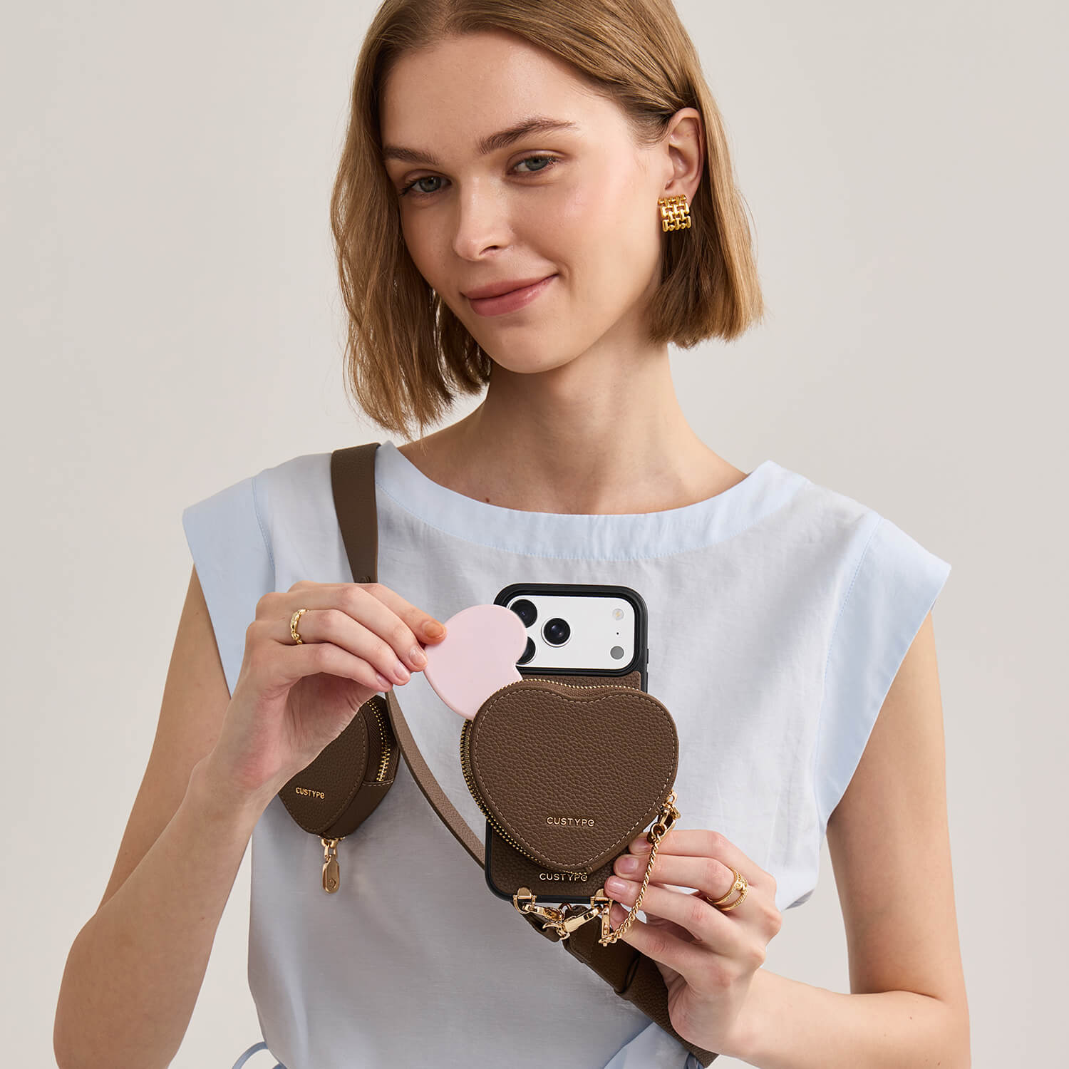 Roam Kit- iPhone Case with Magnetic Heart Pouch & Wide Strap