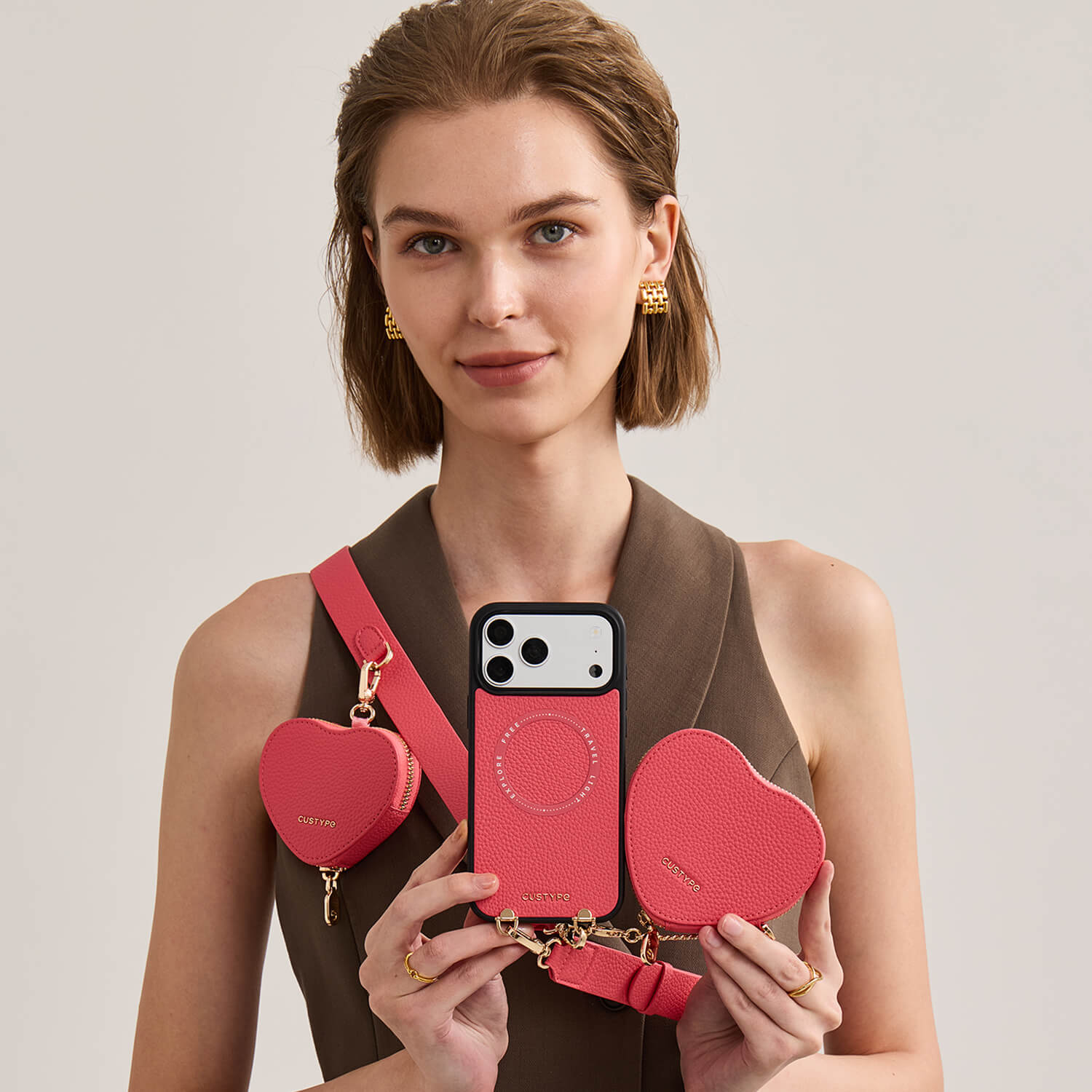 Roam Kit- iPhone Case with Magnetic Heart Pouch & Wide Strap