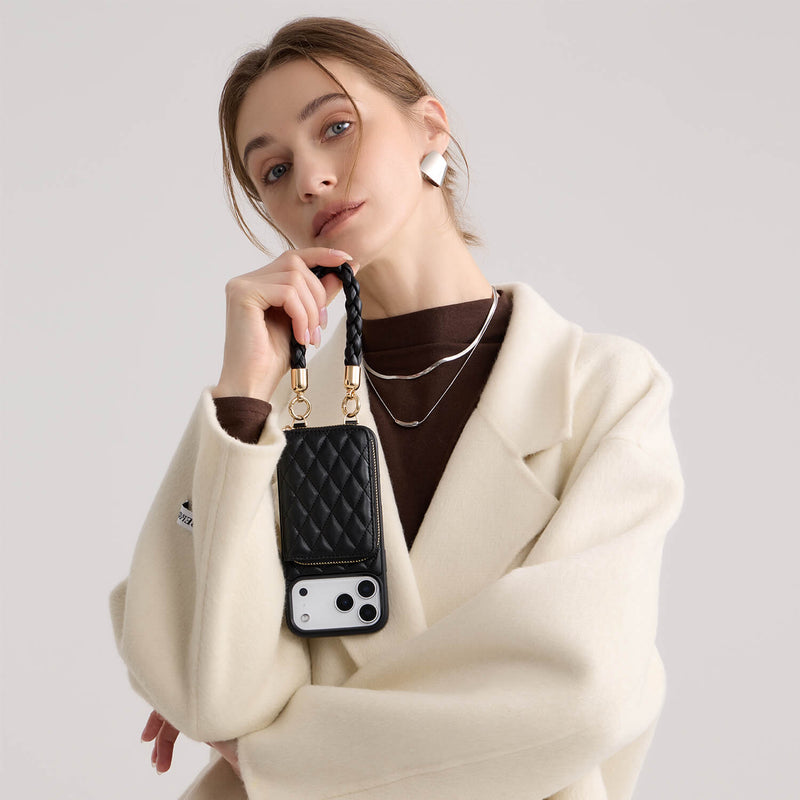 BraidTrend- Rope Style Strap Phone Case in Black