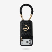 BraidTrend- Beige Wallet Phone Case with Detachable Rope Style Wrist Strap for iPhone Series