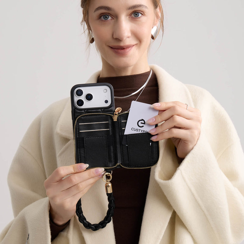 BraidTrend - ロープスタイルストラップ電話ケース（ブラック）