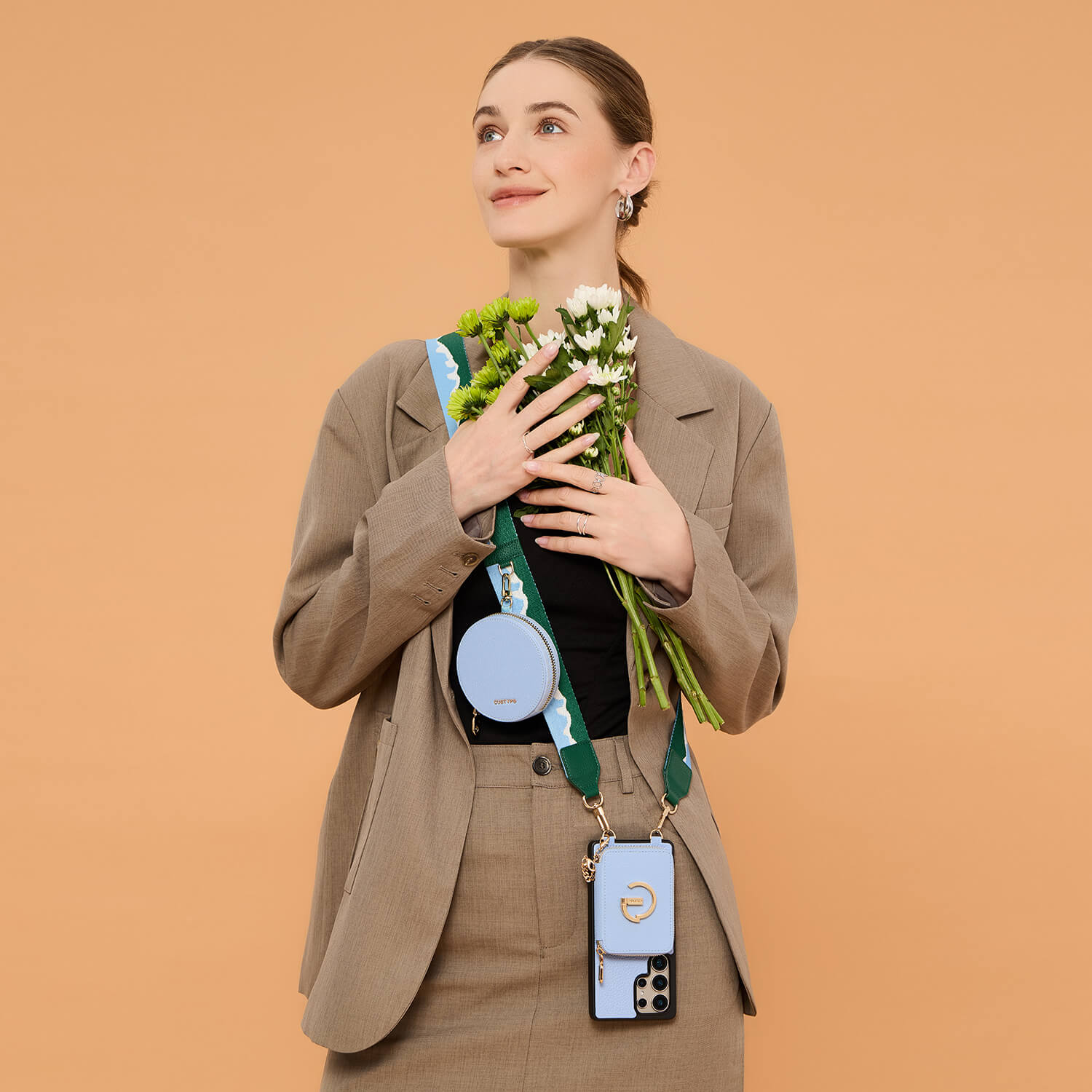 Original Design Set- Samsung Galaxy Webbing Crossbody Phone Case With Magnetic Wallet Round Pouch Set-Mobile Phone Cases-DETACHABLE WALLET & ROUND POUCH