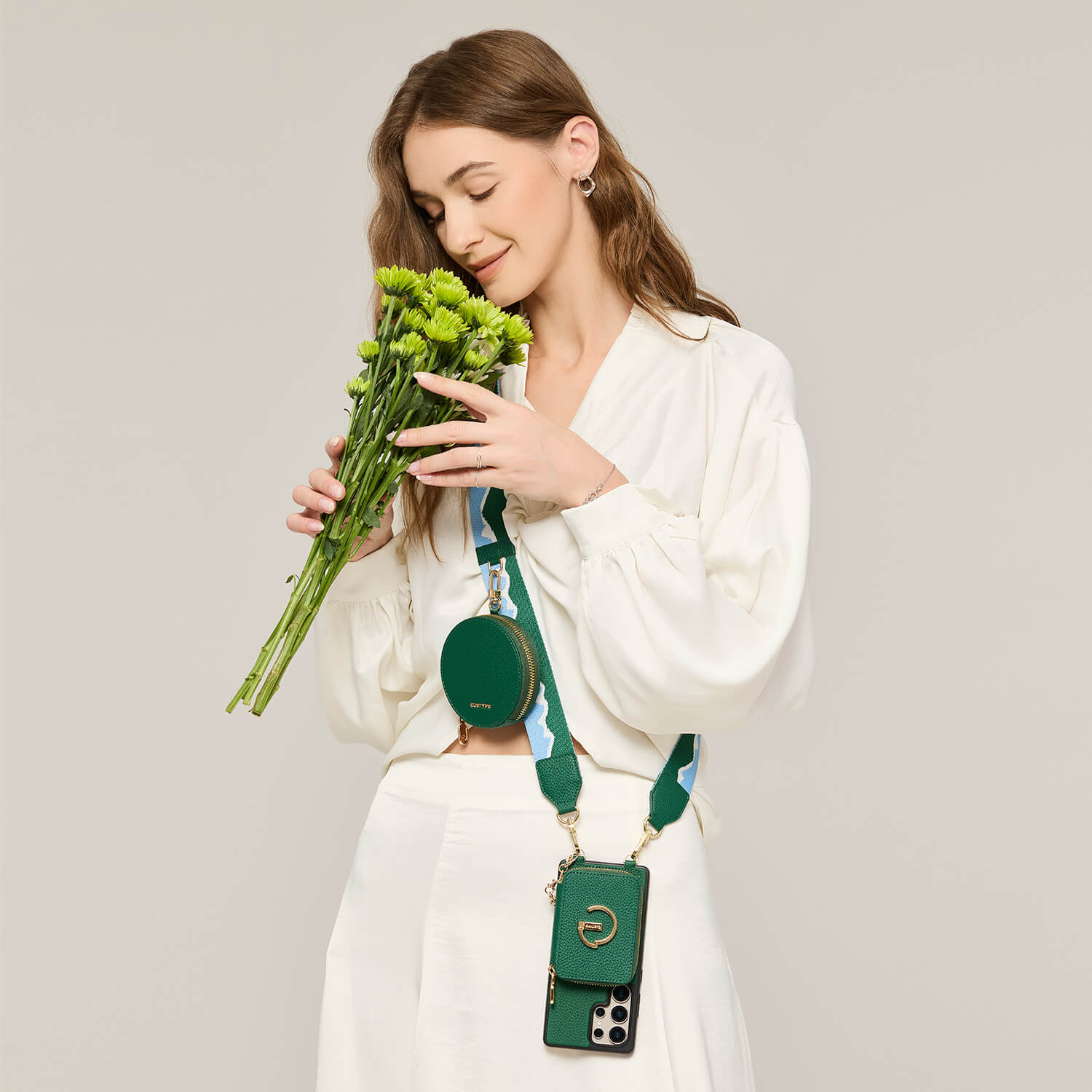 Original Design Set- Samsung Galaxy Webbing Crossbody Phone Case With Magnetic Wallet Round Pouch Set-Mobile Phone Cases-DETACHABLE WALLET & ROUND POUCH